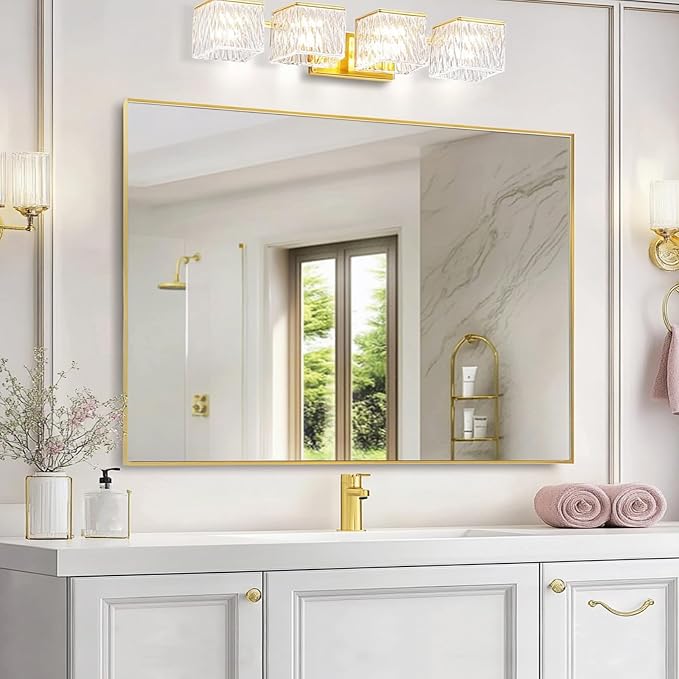 Sunniry Gold Mirror Bathroom, Bathroom Mirrors for Over Sink 24x36 inch, Rectangle Mirrors with Aluminum Metal Frame for Wall Décor, Living Room, Entryway, Bedroom. - Image 6