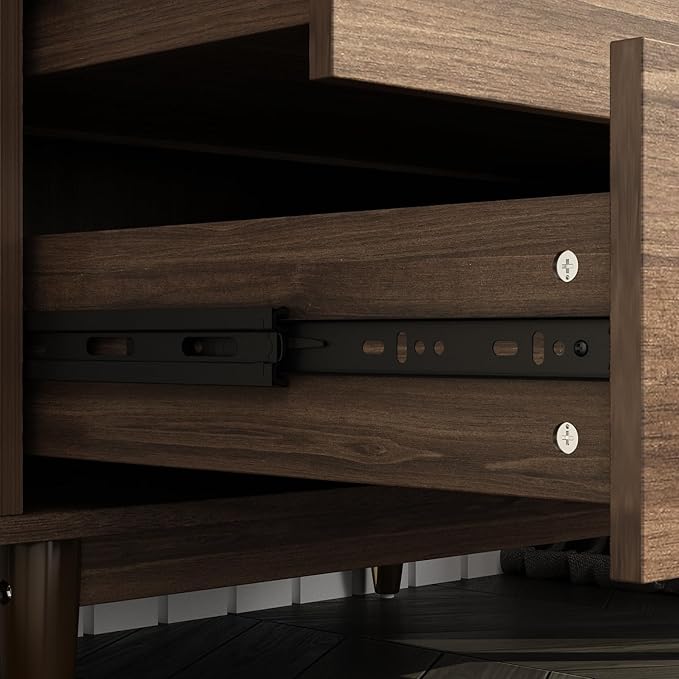 Hitow Wardrobe Armoire Closet with 2 Doors, Wardrobe Cabinet with 2 Drawers & Hanging Rod, Bedroom Armoire Clothes Organizer with Gold Handles, Type B Brown (31.5" W x 19.1" D x 65.1" H)