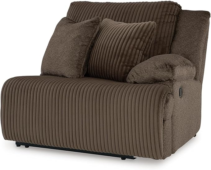Signature Design by Ashley Top Tier Casual Manual Left-Arm Facing 4-Piece Reclining Sectional with Chaise, Console, Storage, 2 Cup Holders and 4 Accent Pillows, Dark Brown