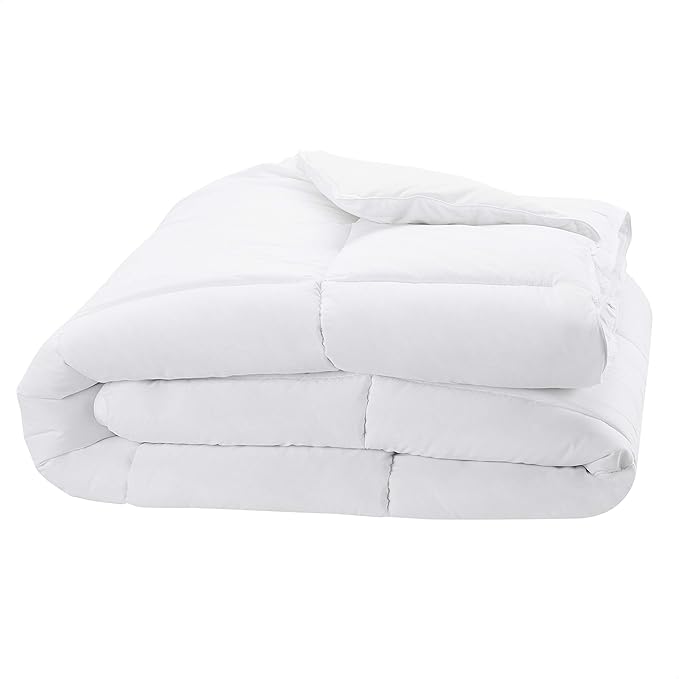 Amazon Basics White Down Alternative Comforter and Duvet Insert with Corner Tabs, Machine Washable, King, Light White