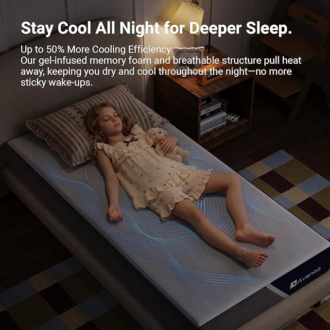 Avenco 8 Inch Queen Mattress with Open-Cell Foam for Breathable Comfort, Gel Memory Foam Queen Size Mattresses with Removable Cover, CertiPUR-US Certified Mattress in a Box