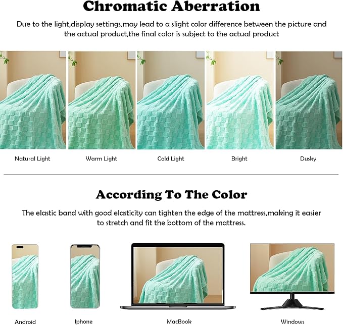 NEWCOSPLAY Super Soft Twin Blanket Aqua Premium Silky Flannel Fleece 3D Checkered Lightweight Bed Blanket All Season Use (Aqua Checkered, Twin(60"x80"))