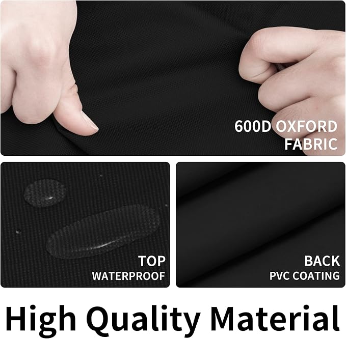 Easy-Going 600D Heavy Duty Round Patio Furniture Cover, Outdoor Table and Chair Set Cover, Waterproof Outdoor Sectional Furniture Set Cover (96" DIAx 28" H, Black) - Image 3