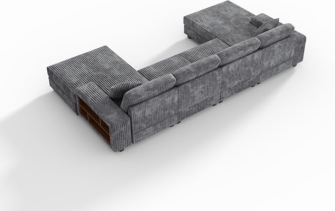 ERYE U-Shaped Modular Sectional Sofa Convertible Symmetrical Sofa Couch with Removable Chaise Lounges, U Shaped Double Chaises Sectional Couches with Storage Armrests