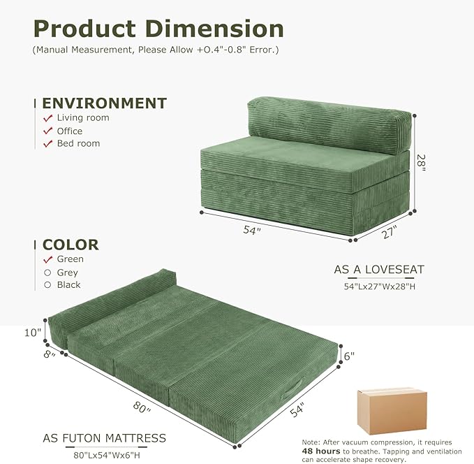 5-in-1 Convertible Sofa Bed Full Size, Boneless Loveseat Sleeper with Removable Cushions & Washable Cover, Futon Sofa Bed with Handle, Pull Out Couch for Small Spaces, Grey