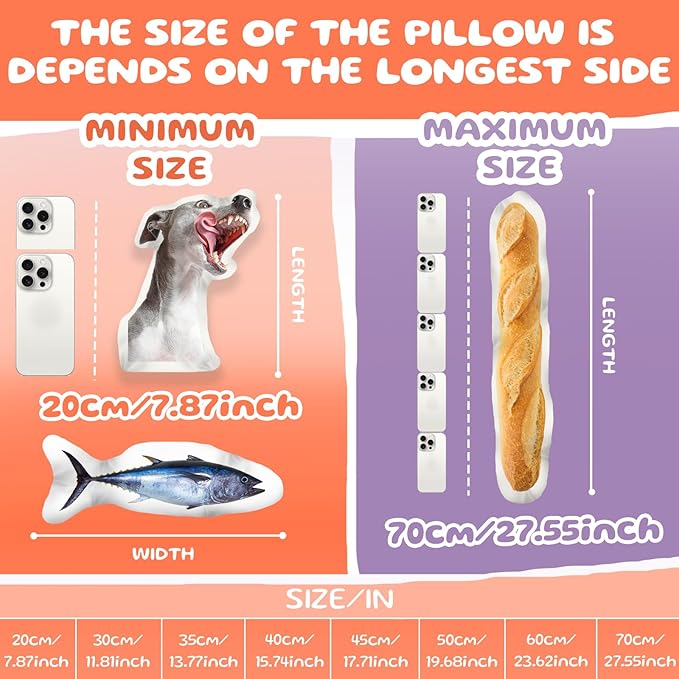 Bemaystar Custom Pillow-Custom Face Pillow, Personalized Pillow Dog Cat Shaped, Custom Pillows with Picture, Personalized Gifts for Family and Friends(8 Inch, One Side)