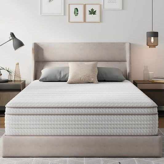 Novilla 14 Inch King Size Mattress in a Box, Hypoallergenic & Back Pain Relief, Hybrid King Mattresses with Smarts Coils, Fiberglass Free CertiPUR-US Certified Colchones No Box Spring Needed