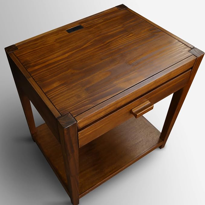 Casual Home Notre Dame Nightstand with USB Ports-Warm Brown 18.75 in x 24 in x 26 in (D x W x H) - Image 10