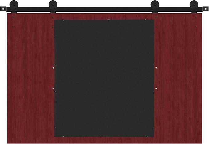 COGOOD Farmhouse Barn Door Mirror - 37" x 26" Rustic Wood Framed Mirror Wall Decor for Dining Room, Bathroom, Living Room, Bedroom Decorative, Rustic Espresso - Image 7