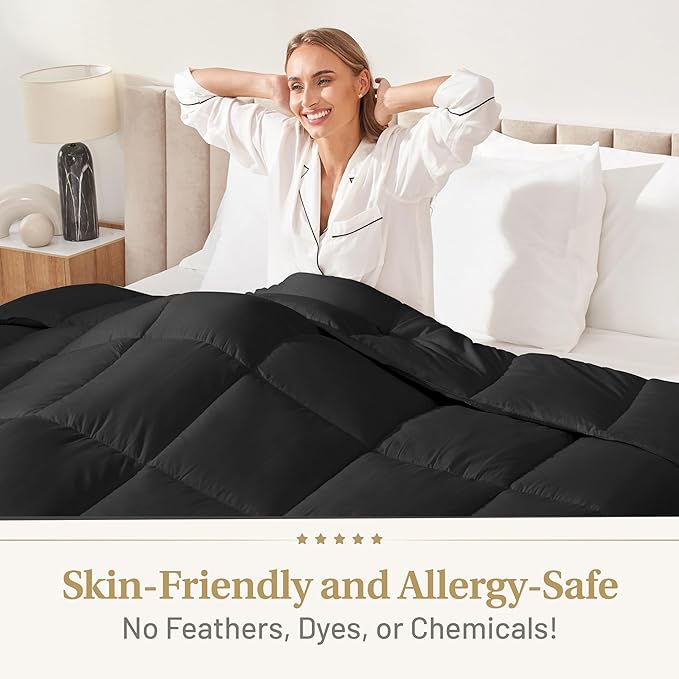 Lavish Comforts Twin Duvet Insert - Premium Fluffy Black Comforter, Machine Washable, 68x86