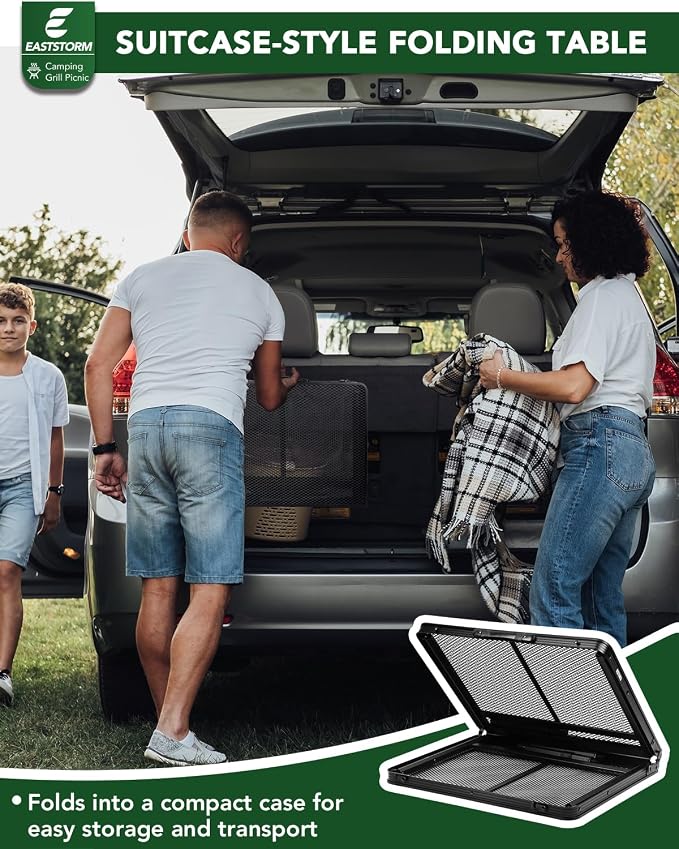 3 ft Folding Table with Adjustable Height, Camping Table with Carry Handle, Metal Mesh Table ,Portable Grill Table for Camping, Tailgating, BBQ, Picnic & Indoor, Fits 3–6 People, Supports 66 lb, Black - Image 5