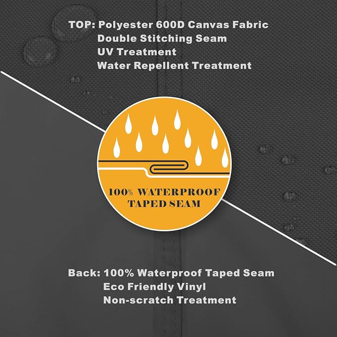 ULTCOVER Waterproof Patio Lounge Chair Cover Heavy Duty Outdoor Chaise Lounge Covers 2 Pack - 68L x 30W x 30H inch, Black - Image 3