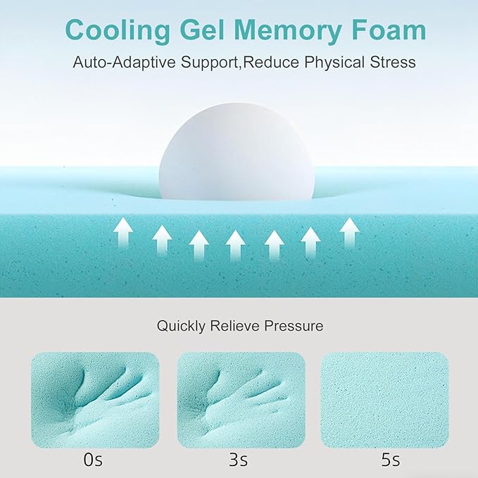 EDILLY 3 Inch Cooling Gel Memory Foam Mattress Topper California King Size,with Removable & Washable Bamboo Cover,Soft Breathable Mattress Pad,Bed Topper for Back Pain Relief (72x84)