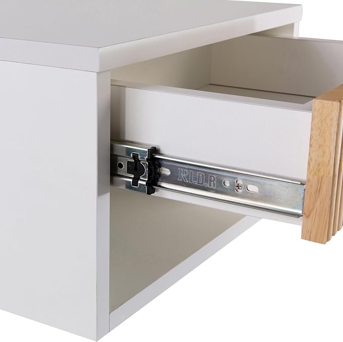 JONATHAN Y NST2001B Elise 15.71" Classic Contemporary Floating Wall Mounted Nightstand with Soft-Close Tambour Drawer and Cable Hole, White/Light Oak - Image 8