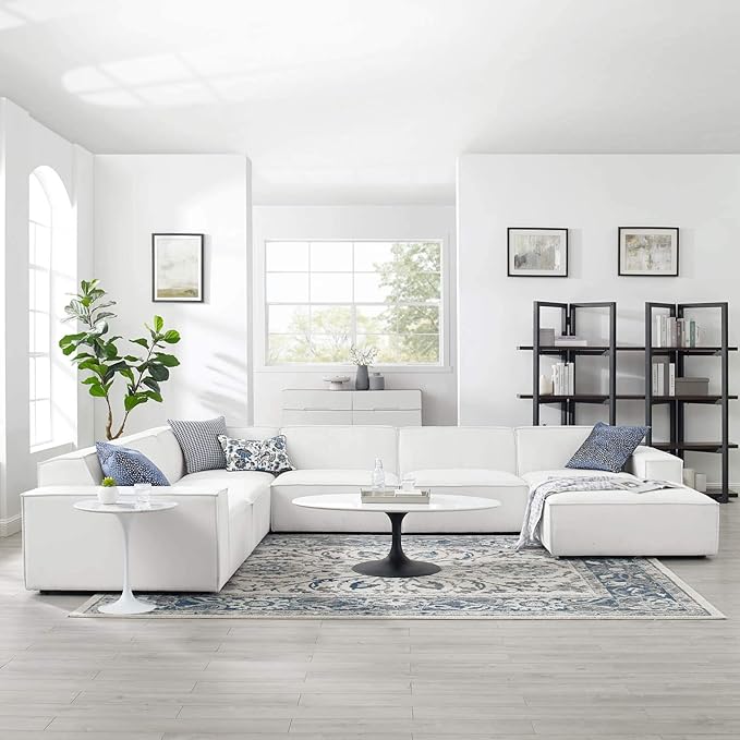 Modway Restore Upholstered Sectional Sofa, 7-Piece Set, White