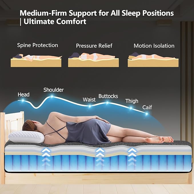 Full Mattress, 10 Inch Full Size Mattresses Hybrid Mattress with Memory Foam & Pillow Top - Medium Firm Feel for Motion Isolation, Edge Support, Pressure Relief - Bed in a Box, CertiPUR-US Certified