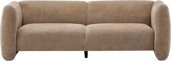 Christopher Knight Home Ahri 83'' Wood Frame Lounge Sofa Couch with Wave Design, Soft Seating 3-Seater Sofa with Armrests, Comfy Velvet Upholstered Home Sofa for Living Room and Office, Camel