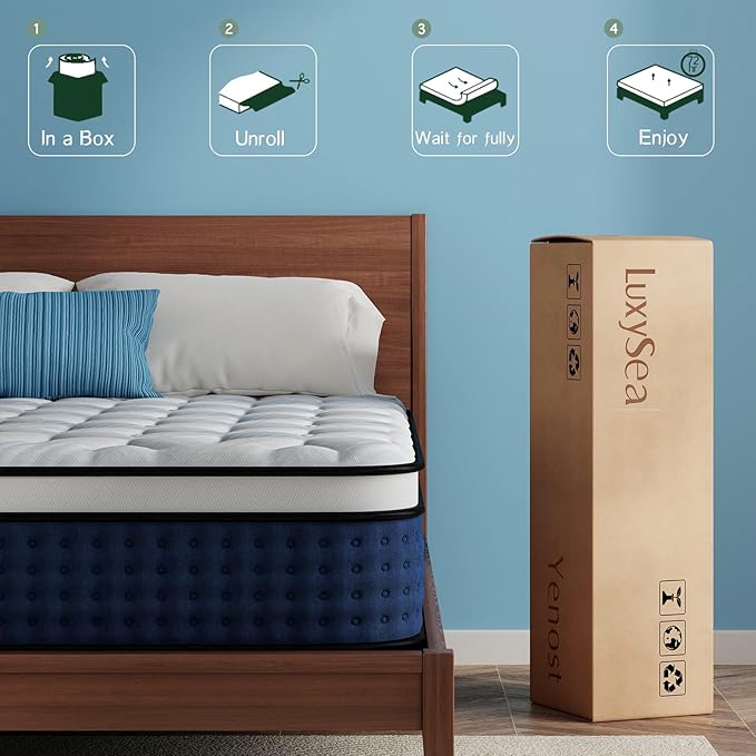 Full Mattress 14 Inch,Medium Firm Full Mattress in A Box, Memory Foam Mattress with Pocket Springs for Back Support, CertiPUR-US&Oeko-TEX Certified, Fiberglass Free, No Odor,365-Night Trial