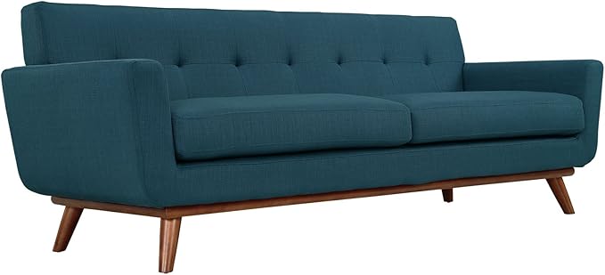 Modway Engage Mid-Century Modern Upholstered Fabric Sofa in Azure