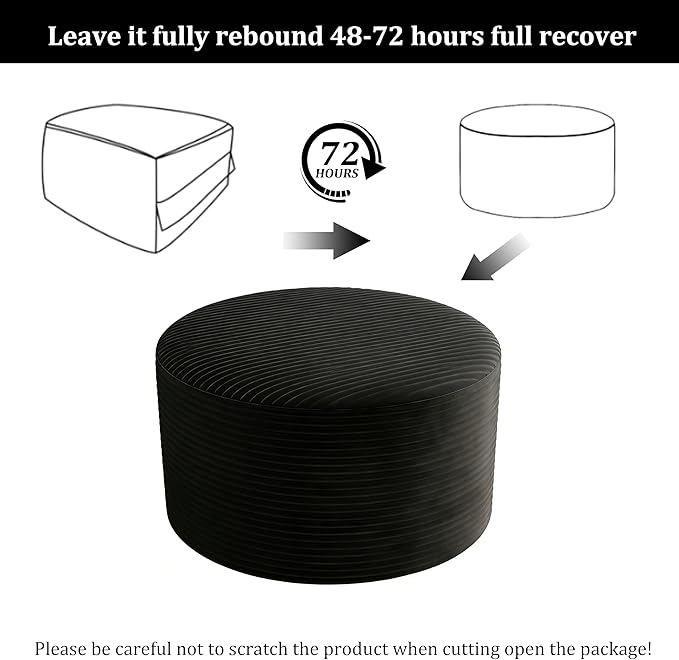 Round Ottoman Coffee Table with High-Resilience Foam Support, Oversized Modular Sectional Sofa Stool for Living Room, Bedroom & Small Spaces, No Assembly Footrest, Dark Gray, 32"