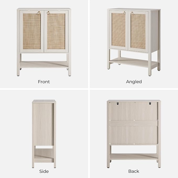 SICOTAS Shoe Cabinet with Storage - 3 Pieces Farmhouse Shoe Organizer with Rattan Doors & Shelves, 5 Tier Free Standing Shoe Rack Storage Cabinet for Entryway, Living Room, Closet (White Cream Oak) - Image 9