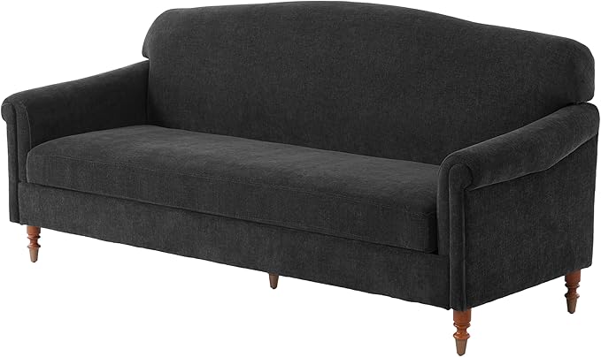 Christopher Knight Home Sola 77.5'' Modern Chenille Upholstered Loveseat Sofa with Rolled Armrest and Rubberwood Frame, 2-Seater Home Sofa Living Room, Comfy Couch for Hotel/Apartment, Dark Grey