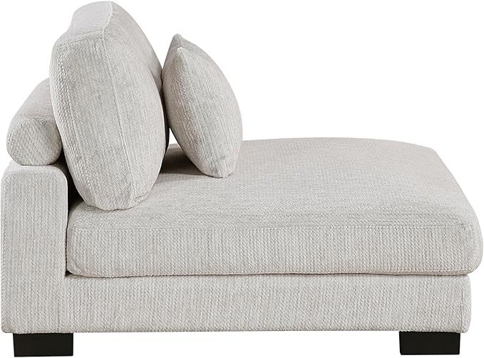Lexicon Modular Sectional Sofa for Living Room, Textured Microfiber Armless Chair with Pillow, Units of Modular Sectional Couch, Upholstered Chair for Customizable Sectional Sofa Couch, Beige