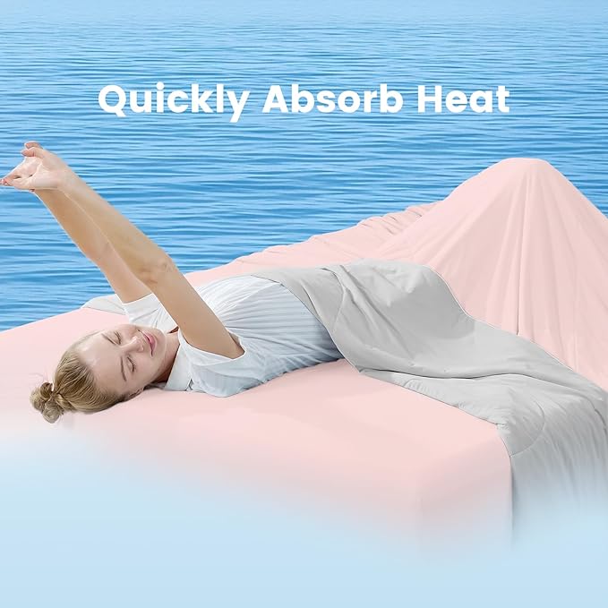 Cozy Bliss Cooling Comforter Twin Size, Cooling Blankets for Hot Sleepers and Night Sweats, Pink Gray Summer Comforter for Twin Size Bed, Breathable Soft Lightweight Silk Smooth