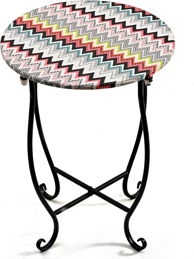 Patio Side Table, Versatile 14" Round Side Table Metal Stand for Balcony Yard Porch Bedside Rocking Chair and Pool Chair, Weather Resistant Accent Table for Indoor Outdoor Use, Easy Assembly by Aonagi