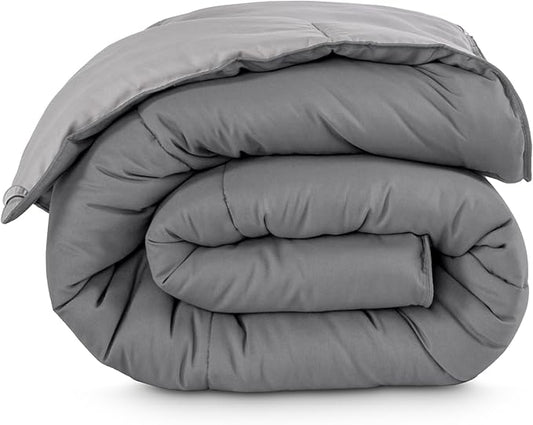 Bare Home California King Comforter - Reversible Colors - Goose Down Alternative - Ultra-Soft - Premium 1800 Series - All Season Warmth - Bedding Comforter (California King, Grey/Light Grey)