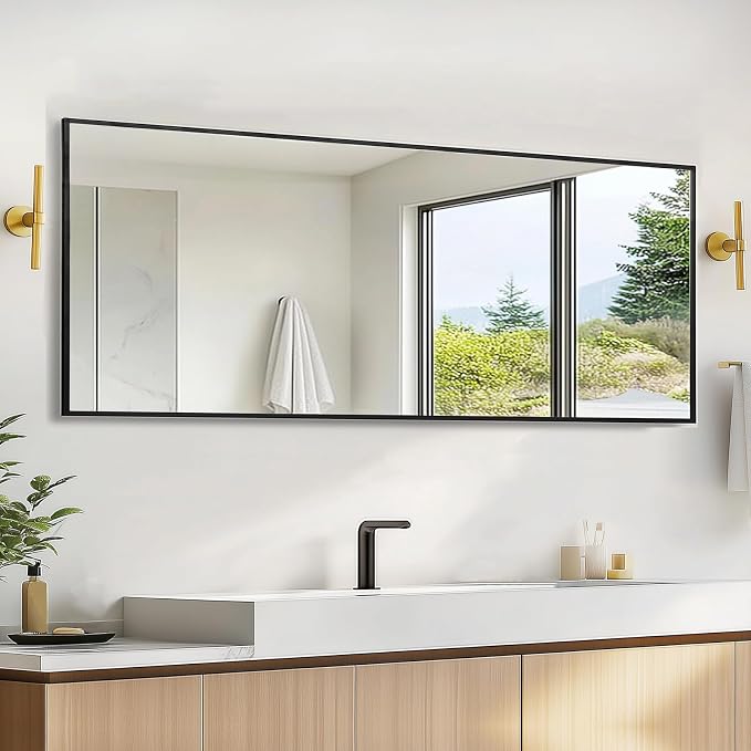 Sunniry Black Wall Mirror, Black Framed Mirror 16x48 inch, Full Body Mirror with Aluminum Metal Frame, Suitable for Dressing Room, Cloakroom, Bedroom, Living Room. by Sunniry
