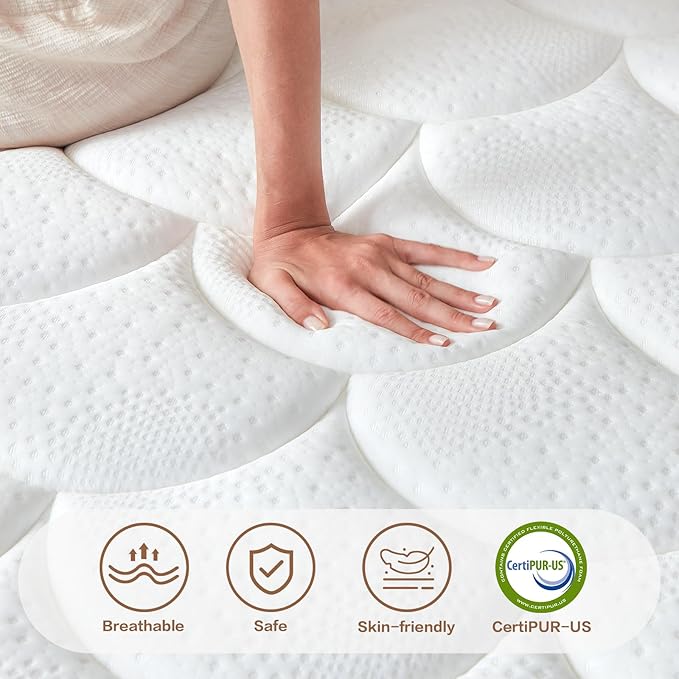 Queen Size Mattresses 14 Inch Medium Firm Queen Mattress Hybrid Memory Foam Individual Pocket Springs, Pressure Relief & Motion Isolation, CertiPUR-US Certified Matress