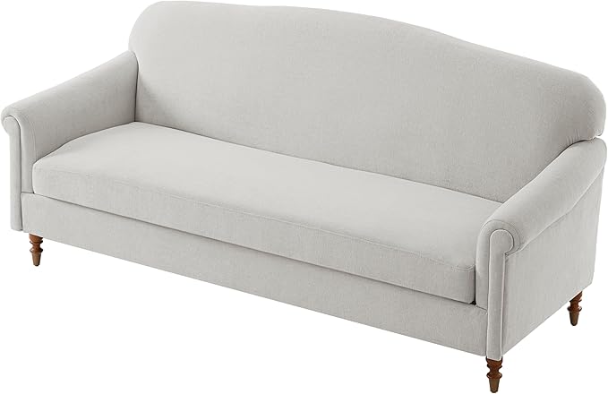 Christopher Knight Home Sola 77.5'' Modern Chenille Upholstered Loveseat Sofa with Rolled Armrest and Rubberwood Frame, 2-Seater Home Sofa Living Room, Comfy Couch for Hotel/Apartment, Light Grey