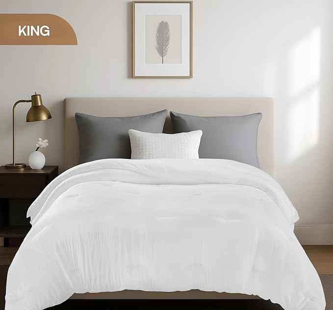 Utopia Bedding Comforters, All Season Duvet Insert, Down Alternative Comforter with Corner Tabs, Machine Washable Bed Comforter (White, King (Pack of 4))