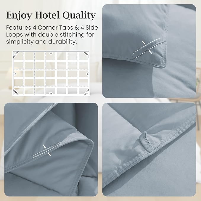 Peace nest King Size Goose Feather Fiber and Down Comforter Fluffy Duvet Insert All Season Hotel Luxury Bedding Comforters Soft Medium Warmth 88x104 Inches Light Grey