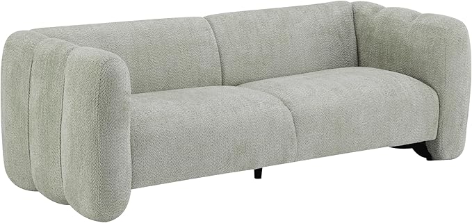 Christopher Knight Home Ahri 83'' Wood Frame Lounge Sofa Couch with Wave Design, Soft Seating 3-Seater Sofa with Armrests, Comfy Chenille Upholstered Home Sofa for Living Room, Light Green