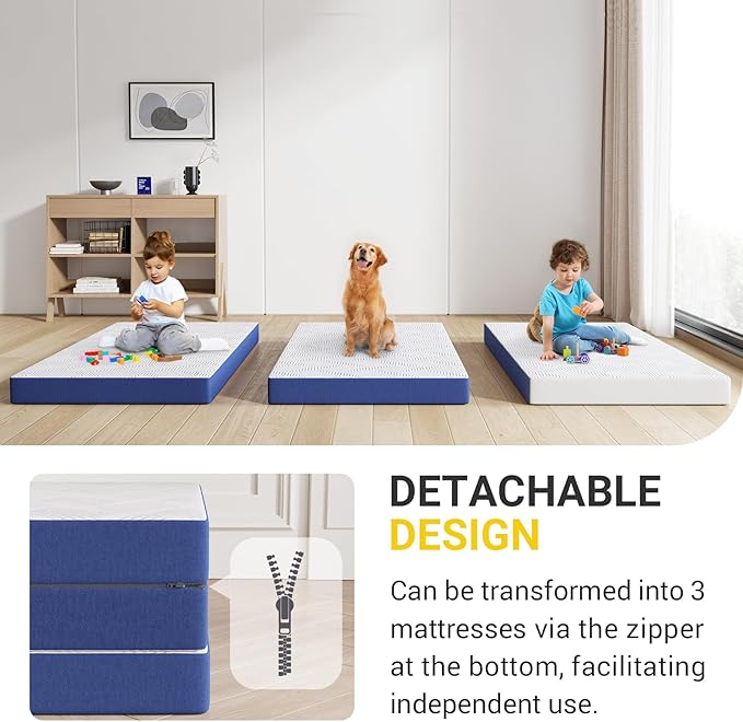 Avenco Foldable Mattress Full, Folding Mattress 4 Inch Memory Foam, Trifold Mattress Portable with Removable Cover & Detachable for Guest Room/Caravan/Camping/Travel, Full Size 75"x54"x4"