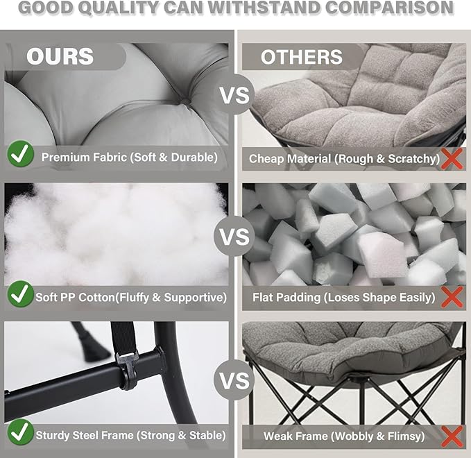 Cozy Lazy Chair and Ottoman, Large Light Grey Contemporary Accent Chair Set, Leisure Upholstered Reading Armchair for Office, Bedroom, Living Room, Dorm Rooms, Balcony