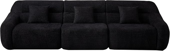123-Inch Oversized Modular Compressed Sectional Couches 4 Pieces Modular Boneless Sofas with 4 Pillows,Modern Minimalist Corner Cloud Sofa Comfy Chenille Deep Seat Foam Couch