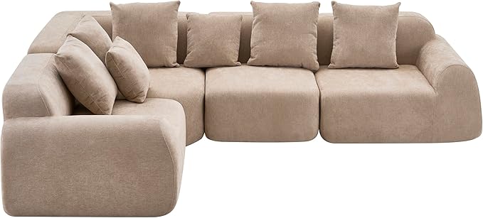 116-Inch Oversized Modular Compressed Sectional Couches 4 Pieces Modular Boneless Sofas with 7 Pillows,Modern Minimalist Corner Cloud Sofa Comfy Chenille Deep Seat Foam Couch