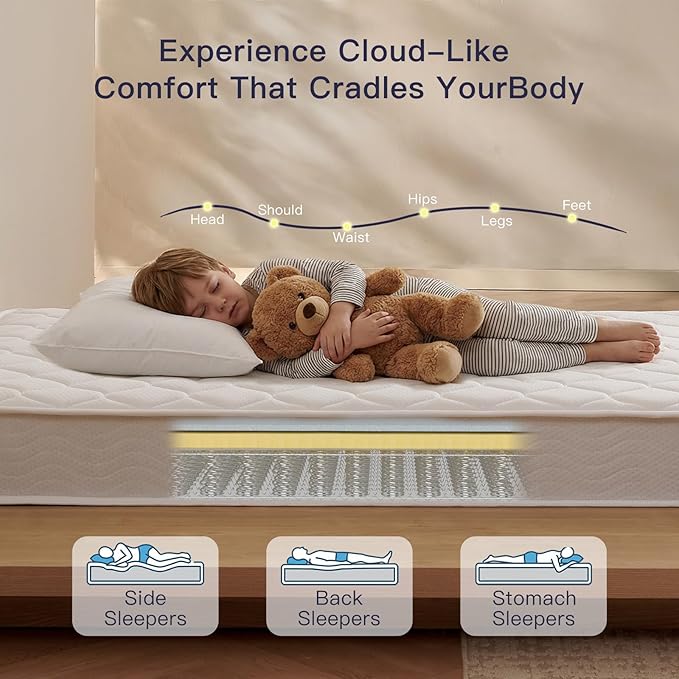 Profus 6 Inch Twin Mattress with Bonnell Spring, Twin Mattress for Kids, Memory Foam Mattress for All Night Sleep & Pressure Relief, Certified Safe Foams & Fabric, Fiberglass Free Mattress in A Box
