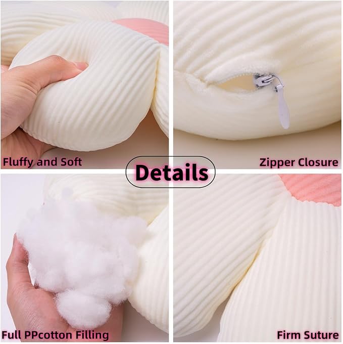 2 Pcs Purple White Flower Decorative Throw Pillows for Bed Couch Chair Sofa, 15.35" Cute Aesthetic Flower Daisy Shaped Throw Pillows for Bedroom Room Classroom Dorm Decor(White+Lavender, 15.35 Inch)