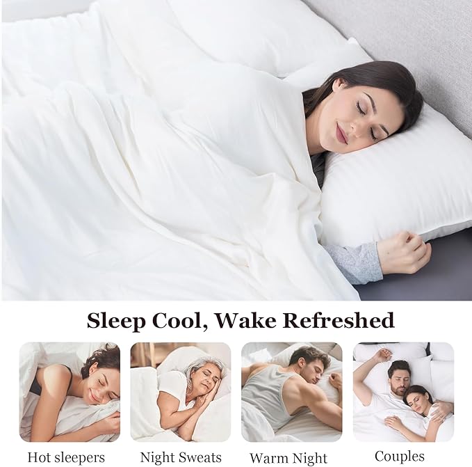 Globon Cooling Comforter Queen Size, Lightweight Summer Comforter for Hot Sleepers,Ultra Soft Bamboo Viscose Fabric, Breathable & Moisture,Soy Fiber Blend Fill, White