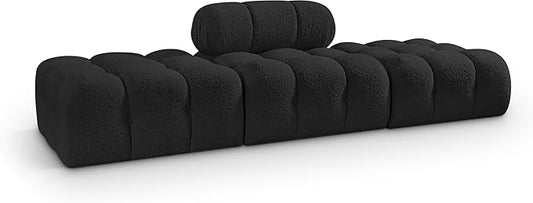 Meridian Furniture 611Black-S102C Ames Collection Modern | Contemporary Modular Sectional with Rich Black Boucle Fabric, Modular to Create Infinite Configurations, 102" W x 34" D x 28" H, Black