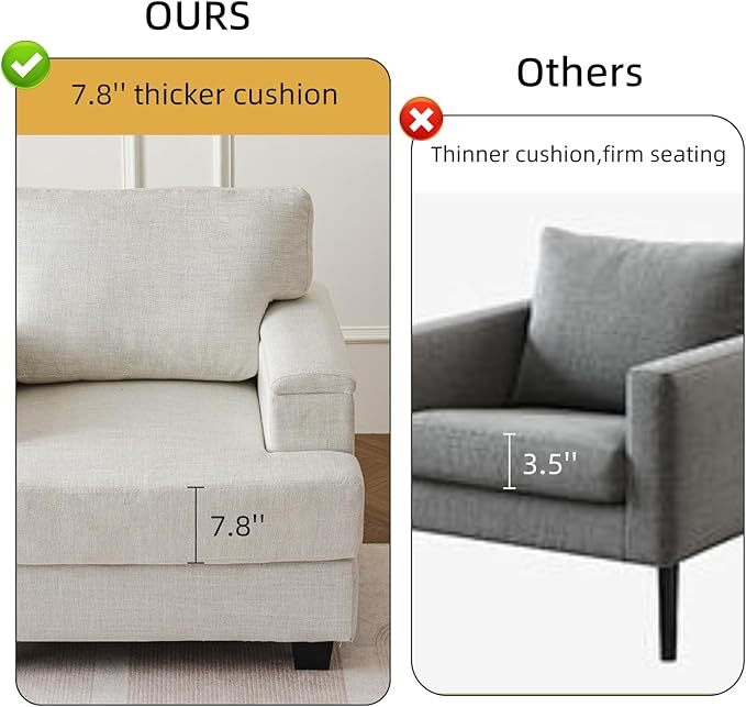 Oversized Accent Chair with Armrest Organizer,Comfy Living Room Chairs with Thick Cushion,Upholstered Linen Fabric Armchair,Big Reading Chair,Sofa Chair for Bedroom