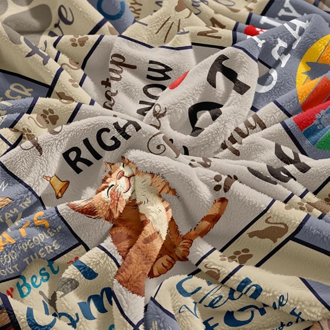 Cat Lover Gifts for Women, Cat Mom/Lady Gifts, Cats Presents for Women for Birthday, Blanket with Cats on It, Soft Throw Blanket 50"x60"