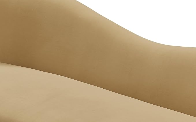 Meridian Furniture 659Camel-S Ritz Collection Modern | Contemporary Upholstered Sofa with Rich Camel Velvet, Gold Metal Legs, Curved Contemporary Design, 85.5" W x 31.75" D x 30.5" H, Camel