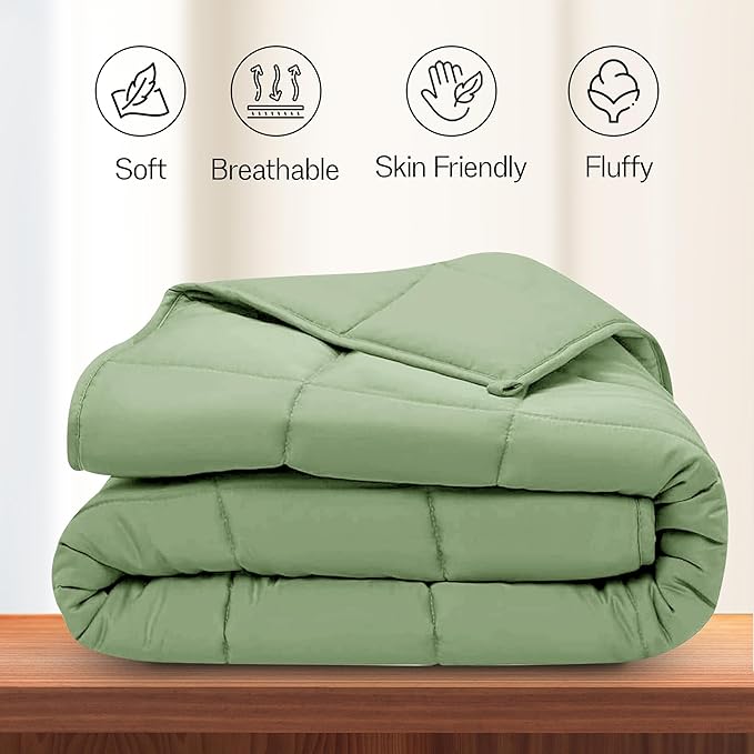 LUX Décor Queen Comforter – 88x88 Ultra-Soft Down Alternative Duvet Insert with Corner Tabs & Box Stitching, Hotel Quality Plush Microfiber Bedding, Oeko-TEX Certified - Sage