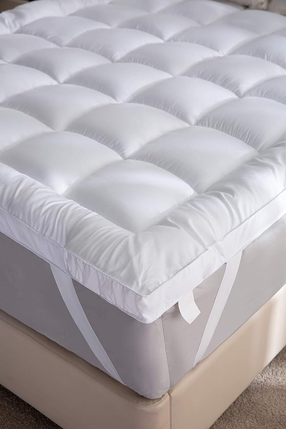Niagara Cooling Twin Mattress Topper - Pillow Top Mattress Cover Quilted Fitted Cooling Topper for Back Pain Deep Pocket Fits 20 Inches, White