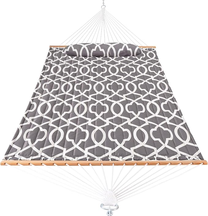 Lazy Daze Hammocks 12FT Quilted Fabric Hammock with Soft Pillow, Double 2 Person Tree Hammock with Spreader Bar for Outdoor Outside Patio Garden Yard, 450lbs Weight Capacity by LazyDazeHammocks